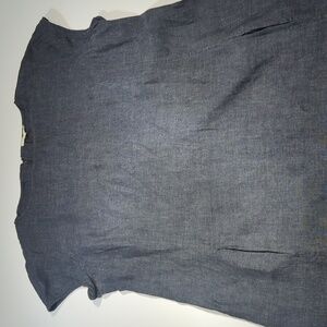 Eileen Fisher Dark Gray Short Sleeve Linen Shift Dress XL